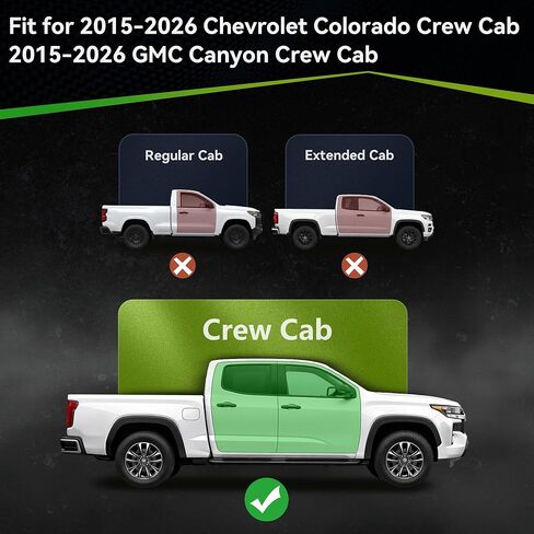 لوحات تشغيل كولورادو AUTOSAVER88 متوافقة مع Chevy Colorado/GMC Canyon Crew Cab 2015-2026، تصميم جانبي مع وسادة، قضبان خطوات سوداء قضبان Nerf Bar in Kuwait