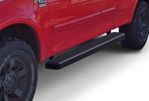 لوحات تشغيل Tuxtreme مقاس 5 بوصات باللون الأسود متوافقة مع Ford F150 1999-2003 Super Cab 4 أبواب (تشمل 04 Heritage) وF250LD 1999-2003 3 أبواب خفيفة التحمل فقط من الفولاذ المقاوم للصدأ (قضبان Nerf الجانبية) in Kuwait