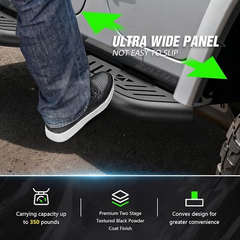 لخطوات JK الجانبية للوحات الجري الصغيرة المتوافقة مع 2007-2018 Jeep Wrangler JK JKU Unlimited 4 أبواب، قضبان Nerf مثبتة بمسامير، لوحات خطوات فولاذية شديدة التحمل (4 قطع، أسود) in Kuwait