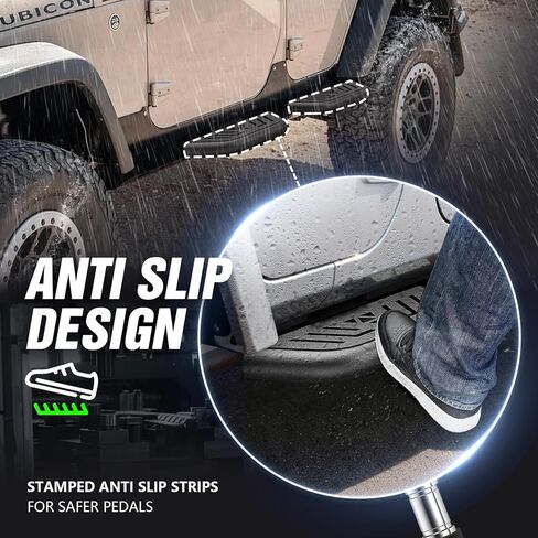 لخطوات JK الجانبية للوحات الجري الصغيرة المتوافقة مع 2007-2018 Jeep Wrangler JK JKU Unlimited 4 أبواب، قضبان Nerf مثبتة بمسامير، لوحات خطوات فولاذية شديدة التحمل (4 قطع، أسود) in Kuwait