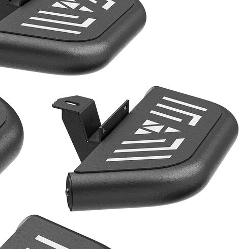لخطوات JK الجانبية للوحات الجري الصغيرة المتوافقة مع 2007-2018 Jeep Wrangler JK JKU Unlimited 4 أبواب، قضبان Nerf مثبتة بمسامير، لوحات خطوات فولاذية شديدة التحمل (4 قطع، أسود) in Kuwait