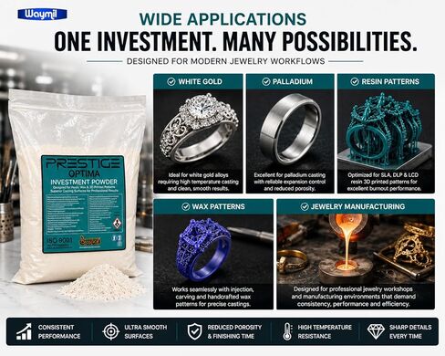 Prestige Optima Investment Powder for Jewelry Casting, Gypsum Bonded Investment for Resin, Wax & 3D Printed Patterns, Ultra Smooth Surface, High Temp Resistant, 5 lb in Kuwait