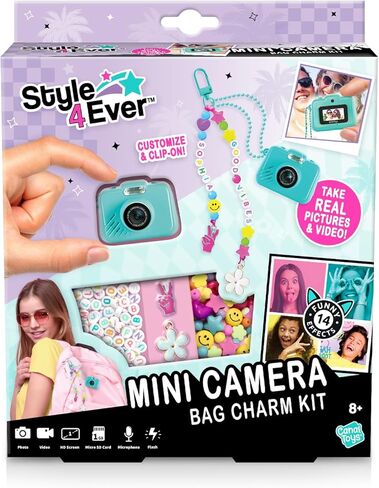 مجموعة سحر حقيبة الكاميرا الرقمية Style 4 Ever Mini - تركواز: إطارات ومرشحات مدمجة، مجموعة حرفية لسلسلة المفاتيح DIY للأطفال مع ملصقات وإكسسوارات in Kuwait