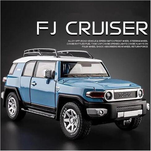 1 24 for Toyota FJ Cruiser Alloy Car Model Diecast Toy Metal Off-Road Vehicles Sound and Light Car Model Gift Simulation Vehicle Playset(Blue) in Kuwait
