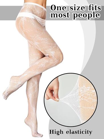 Ramede 10 Pairs Fishnet Thigh High Stockings for Women Goth Fish Nets Lace Mesh Tights High Waist Fishnet Leggings Pantyhose(Adorable,White) in Kuwait