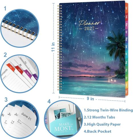 2025 Planner - Jan. to Dec. 2025, Weekly & Monthly Planner 2025, 6.3" x 8.3", Calendar Planner 2025 with Tabs, Thick Paper - Twin-Wire Binding, Back Pocket in Saudi Arabia