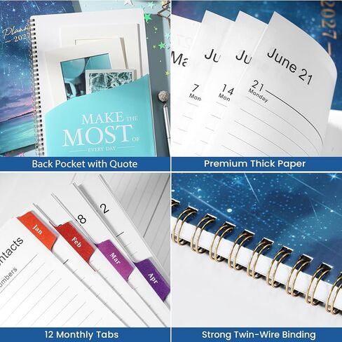 2025 Planner - Jan. to Dec. 2025, Weekly & Monthly Planner 2025, 6.3" x 8.3", Calendar Planner 2025 with Tabs, Thick Paper - Twin-Wire Binding, Back Pocket in Saudi Arabia