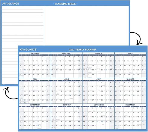 تقويم قابل للمسح من AT-A-GLANCE 2027، مخطط حائط قابل للمسح الجاف، 48 بوصة × 32 بوصة، أفقي، قابل للعكس (PM3002827) in Kuwait