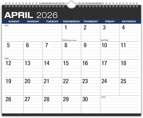 WALL CALENDAR: 15" x 12" Large Print Hanging Wall Calendar, APR 2026 - DEC 2027, 21 Month Planner, (Small Navy Floral) in Kuwait