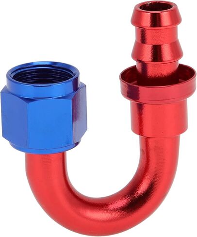 AN8 180 Degree 1/2" ID Push Lock Hose Fitting End Aluminum Alloy Fuel Line Car Fuel Oil Hose End Fitting 1 Pc Red Blue in Kuwait