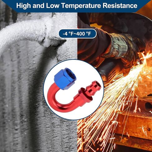 AN8 180 Degree 1/2" ID Push Lock Hose Fitting End Aluminum Alloy Fuel Line Car Fuel Oil Hose End Fitting 1 Pc Red Blue in Kuwait