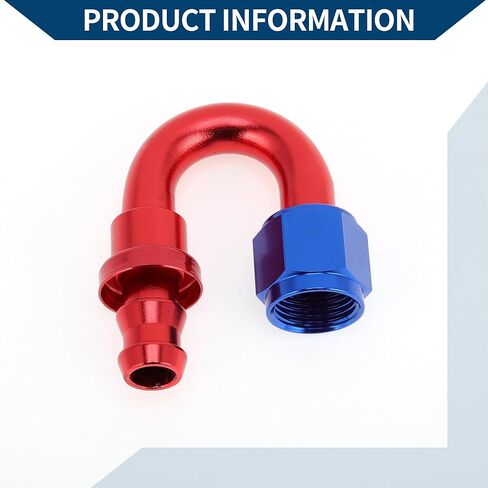 AN8 180 Degree 1/2" ID Push Lock Hose Fitting End Aluminum Alloy Fuel Line Car Fuel Oil Hose End Fitting 1 Pc Red Blue in Kuwait