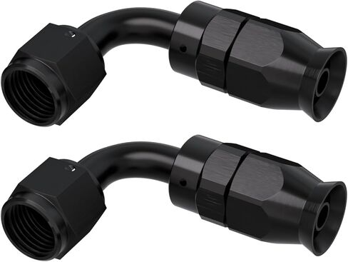 6AN Aluminum PTFE Hose 90 Degree Fittings-Black 2PCS in Kuwait