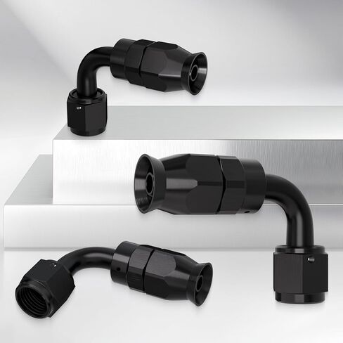 6AN Aluminum PTFE Hose 90 Degree Fittings-Black 2PCS in Kuwait