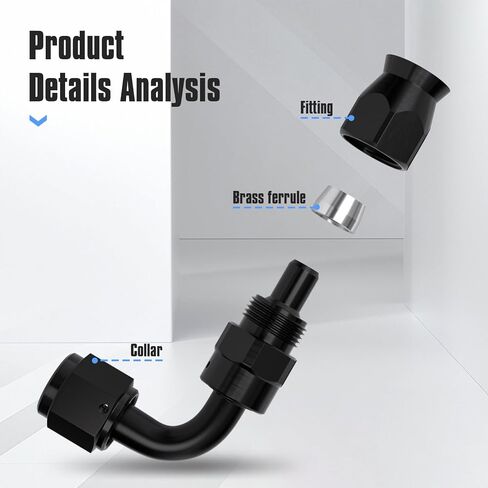 6AN Aluminum PTFE Hose 90 Degree Fittings-Black 2PCS in Kuwait
