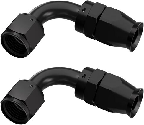 6AN Aluminum PTFE Hose 90 Degree Fittings-Black 2PCS in Kuwait