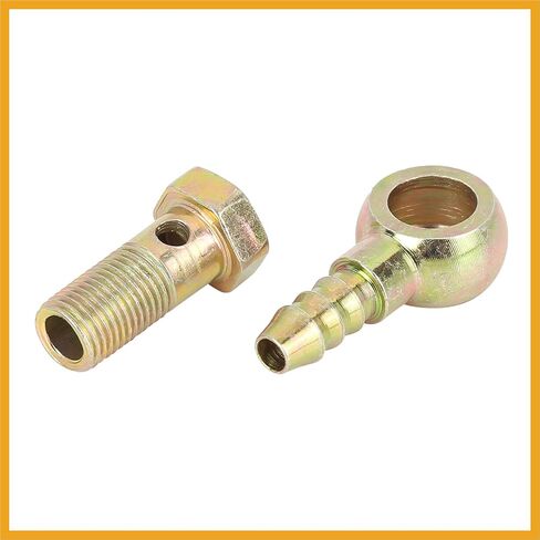 2 Sets 10mm Diameter Banjo Hose Barb Bolt Fittings Banjo Bolt Washer Bronze Tone Metal for Motorcycle Car Replacement in Kuwait