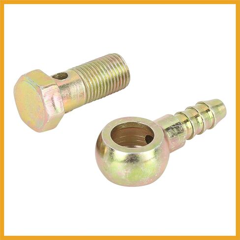 2 Sets 10mm Diameter Banjo Hose Barb Bolt Fittings Banjo Bolt Washer Bronze Tone Metal for Motorcycle Car Replacement in Kuwait