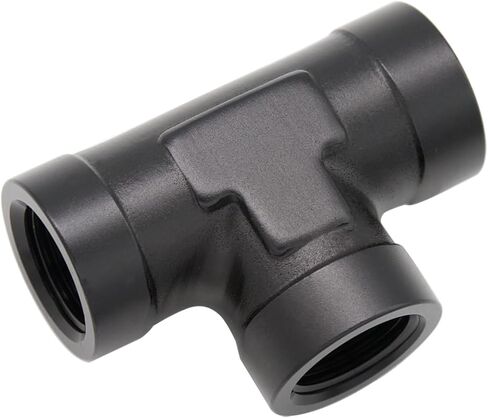 KRD PERFORAMANCE Aluminum 3/8 NPT Female Pipe Tee Block 3 way T Equal Converter Fitting Adaptor Black in Kuwait