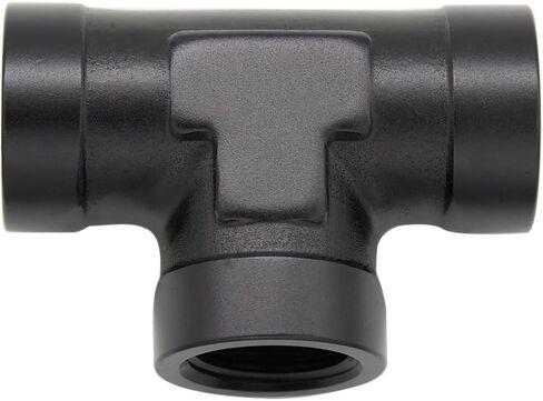KRD PERFORAMANCE Aluminum 3/8 NPT Female Pipe Tee Block 3 way T Equal Converter Fitting Adaptor Black in Kuwait