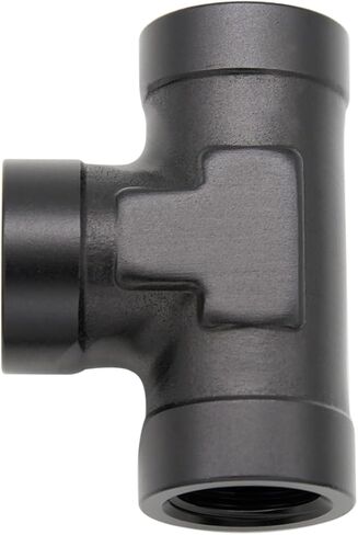 KRD PERFORAMANCE Aluminum 3/8 NPT Female Pipe Tee Block 3 way T Equal Converter Fitting Adaptor Black in Kuwait