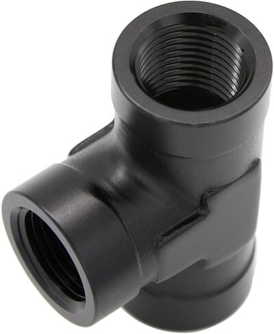 KRD PERFORAMANCE Aluminum 3/8 NPT Female Pipe Tee Block 3 way T Equal Converter Fitting Adaptor Black in Kuwait