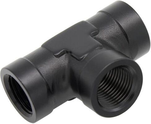 KRD PERFORAMANCE Aluminum 3/8 NPT Female Pipe Tee Block 3 way T Equal Converter Fitting Adaptor Black in Kuwait