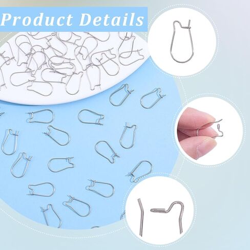 Beebeecraft 1 صندوق 60 قطعة خطافات سلك الأذن 316 أقراط حلقية من الفولاذ المقاوم للصدأ الجراحية النتائج 0.7 مم/21 مقياس على شكل حرف U خطافات حلق الكلى أسلاك الأذن لمستلزمات صناعة المجوهرات للمبتدئين في الحرف اليدوية in Kuwait