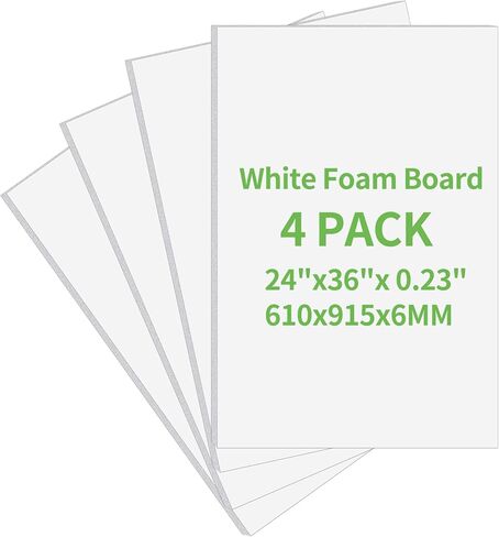 4 Pack Foam Board 24"x36", 0.23 Inch Thickness Poster Board, Double-Sided Acid-Free Foam Core Board, Large Lightweight Polystyrene Board for Painting, Display, Craft & School Projects, White in Kuwait