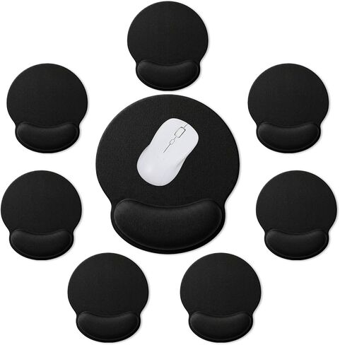 8 Pack Ergonomic Mouse Pad with Wrist Rest, Memory Foam Support & Non-Slip Base, Smooth Surface Computer Mouse Pads for Office, Gaming, Home Desk (Black) in Saudi Arabia