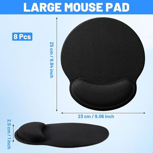 8 Pack Ergonomic Mouse Pad with Wrist Rest, Memory Foam Support & Non-Slip Base, Smooth Surface Computer Mouse Pads for Office, Gaming, Home Desk (Black) in Saudi Arabia