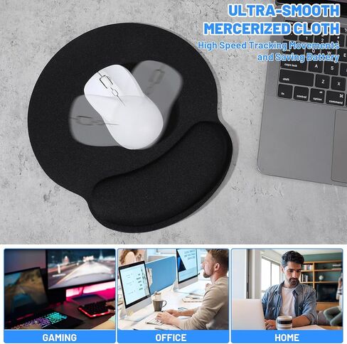 8 Pack Ergonomic Mouse Pad with Wrist Rest, Memory Foam Support & Non-Slip Base, Smooth Surface Computer Mouse Pads for Office, Gaming, Home Desk (Black) in Saudi Arabia