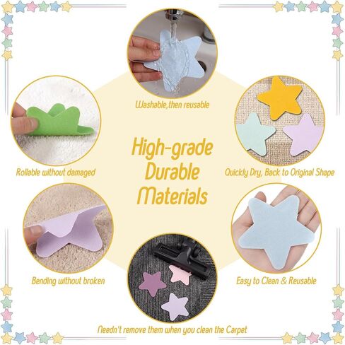 Sureio 48 Pcs Star Spots for Carpet Decor, 4" Rug Star Shape Marker Dots for Carpet, Floor Spots, Supplies for Teachers, Stars Indoor Floor Decoration, 12 Colors in Kuwait