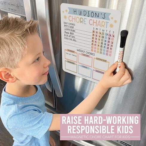 Hadley Designs Magnetic Chore Chart for Kids Multiple Kids – Dry Erase Chores Chart for Adults and Teens, Responsibility Task List for Family, Fridge Task Board Tracker at Home, Muted Chore Board in Kuwait