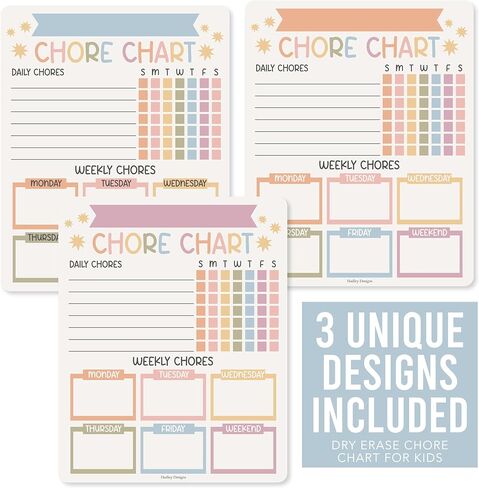 Hadley Designs Magnetic Chore Chart for Kids Multiple Kids – Dry Erase Chores Chart for Adults and Teens, Responsibility Task List for Family, Fridge Task Board Tracker at Home, Muted Chore Board in Kuwait