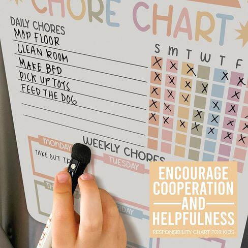 Hadley Designs Magnetic Chore Chart for Kids Multiple Kids – Dry Erase Chores Chart for Adults and Teens, Responsibility Task List for Family, Fridge Task Board Tracker at Home, Muted Chore Board in Kuwait