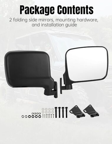 Folding Adjustable Rearview Side Mirrors for Polaris Ranger 1000 XP, 1000, Crew 2018-2025 Accessories, Clear UTV Rear View, Not for Northstar, 2PCS in Saudi Arabia
