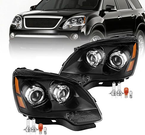 Headlights Assembly Compatible with 2007-2012 GMC Acadia OE Style Headlamps with Bulbs Pair Replacement Driver & Passenger Side NOT FIT HID in Saudi Arabia