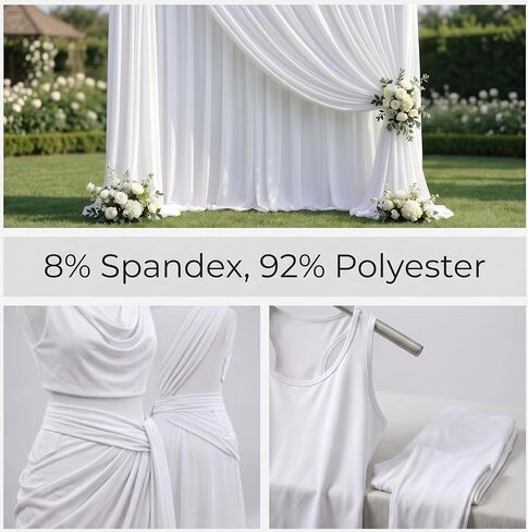 68" Wide Four-Way Stretch Spandex Polyester Fabric By The Yard Medium Weight Soft & Breathable & Drapable Broadcloth for Apparel, Accessories,Decorations & DIY Crafts (White, 68" x 2 Yards) in Saudi Arabia