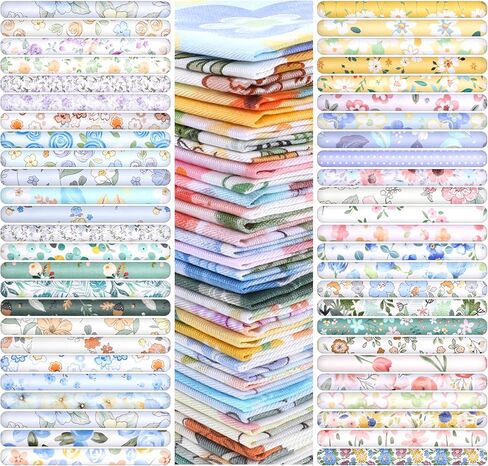 50 Pcs 10"x10" Quilting Cotton Fabric Square, 100% Cotton Fabric Bundles, No Repeat Layer Cake Precut Multi-Color Printed Floral Fabrics Precut Quilt Material Patchwork Quilting Fabrics Bundles Layer in Kuwait