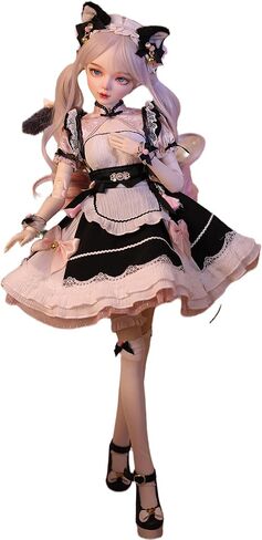 Hand-Painted BJD Doll, 22.8 Inches (56cm) Tall, Catwoman Maid Style, Princess Doll, PVC Body with 31 Movable Joints, for Ages 15+ and Older,Desk and Wall Decorations (Handmade Makeup Plus) in Saudi Arabia