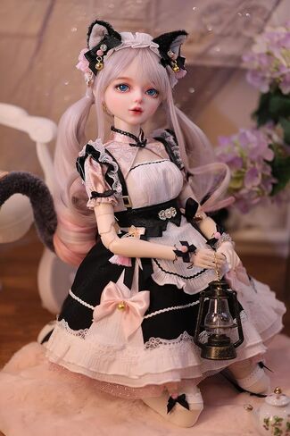 Hand-Painted BJD Doll, 22.8 Inches (56cm) Tall, Catwoman Maid Style, Princess Doll, PVC Body with 31 Movable Joints, for Ages 15+ and Older,Desk and Wall Decorations (Handmade Makeup Plus) in Saudi Arabia