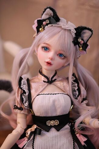 Hand-Painted BJD Doll, 22.8 Inches (56cm) Tall, Catwoman Maid Style, Princess Doll, PVC Body with 31 Movable Joints, for Ages 15+ and Older,Desk and Wall Decorations (Handmade Makeup Plus) in Saudi Arabia