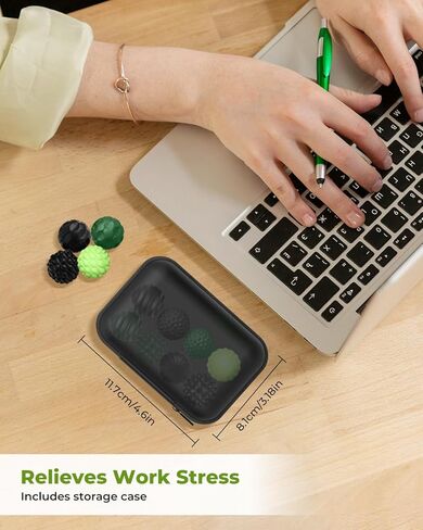 12 Pack Silicone Magnetic Sensory Fidget Balls for Adults and Teens(14+), Silent Office Desk Stress Balls, Fun Textured Design, Suitable for Autism, ADHD, Anxiety (Black & Green) in Kuwait
