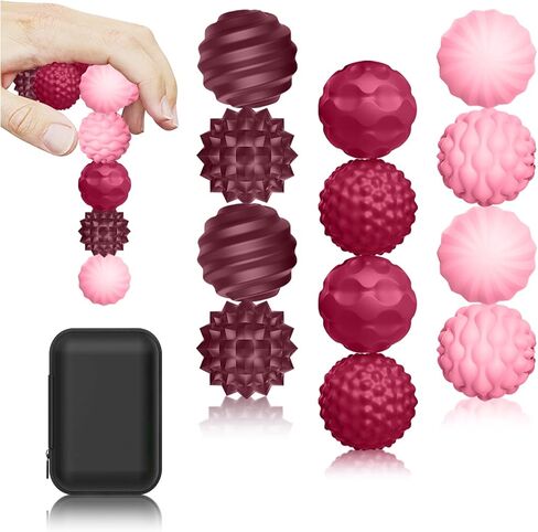 12 Pack Silicone Magnetic Sensory Fidget Balls for Adults and Teens(14+), Silent Office Desk Stress Balls, Fun Textured Design, Suitable for Autism, ADHD, Anxiety (Black & Green) in Kuwait