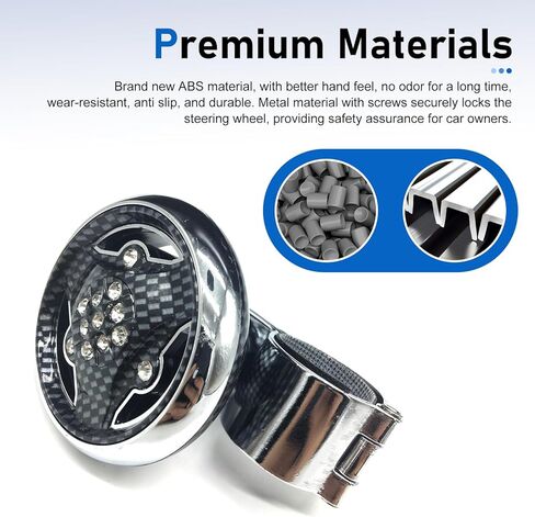 1 PC Steering Wheel Knob, Smooth Steel Ball Bearing Power Ball with Rhinestones, One-Hand Assist Spinner for Easy Steering Control, Universal for Most Cars, Trucks, SUVs (Carbon Fiber Black) in Kuwait