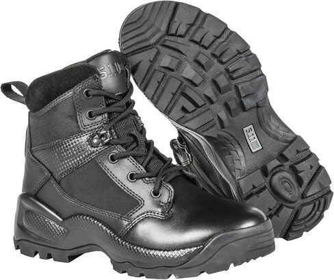 5.11 Tactical Women's ATAC 2.0 Boots, 6" Side Zip Slip Resistant Hiking Boots, Water Resistant, Black in Saudi Arabia