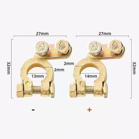 Brass Battery Terminals, 2 Pack | Heavy Duty, Universal Positive Negative Cable Clamps, Anti-Corrosion Washers, For Car Truck Marine RV in Saudi Arabia