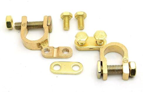 Brass Battery Terminals, 2 Pack | Heavy Duty, Universal Positive Negative Cable Clamps, Anti-Corrosion Washers, For Car Truck Marine RV in Saudi Arabia