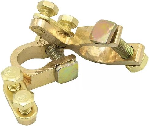 Brass Battery Terminals, 2 Pack | Heavy Duty, Universal Positive Negative Cable Clamps, Anti-Corrosion Washers, For Car Truck Marine RV in Saudi Arabia